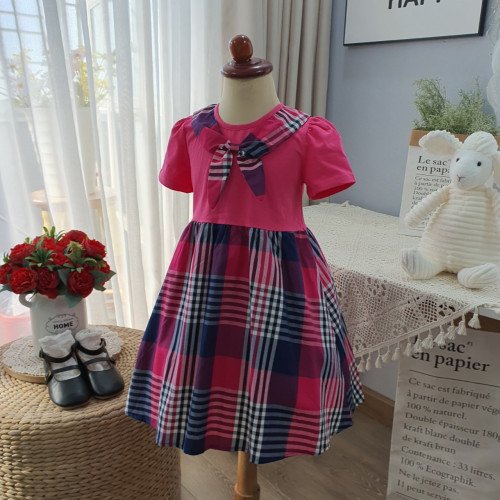Váy xuân hè bé gái cổ nơ size 2-6-VÁY XUÂN HÈ BÉ GÁI